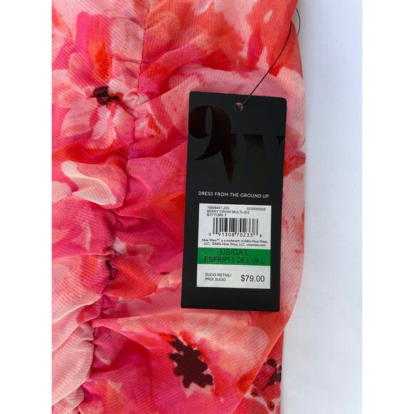 NINE WEST, SIZE L, PINK FLORAL SKIRT, ELASTIC WAIST - Picture 3 of 5